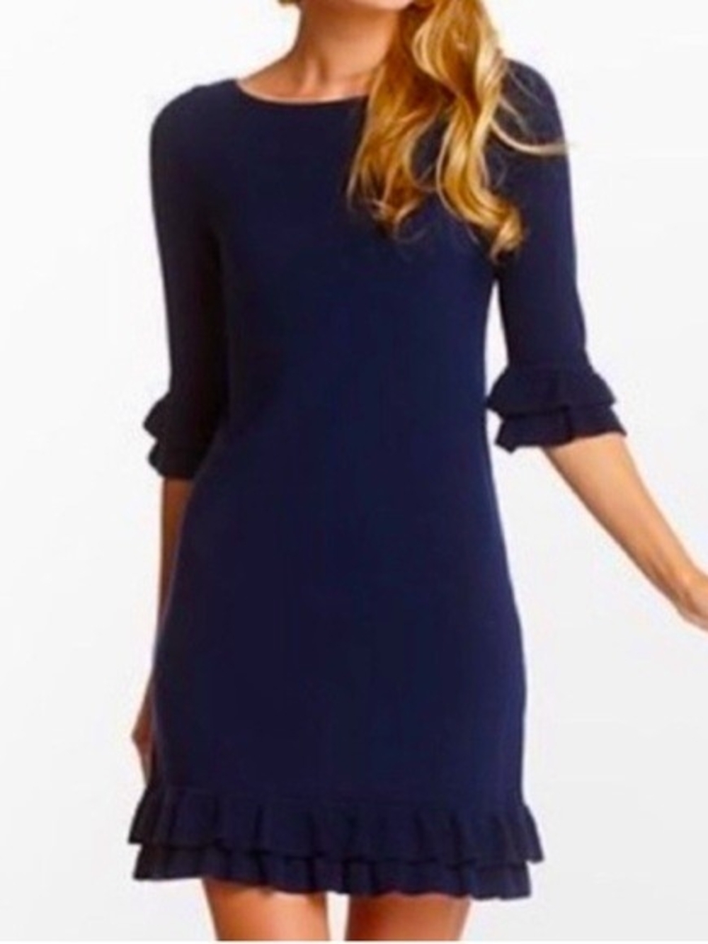Lilly Pulitzer Navy Ruffle-Trim Mini Dress